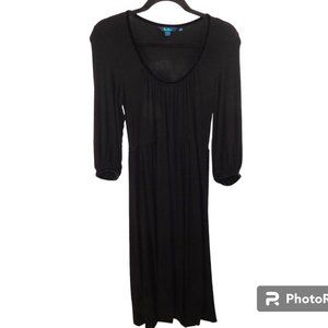 Boden Midi Scoop Neck Dress W/Black Velvet Trim Size 10R